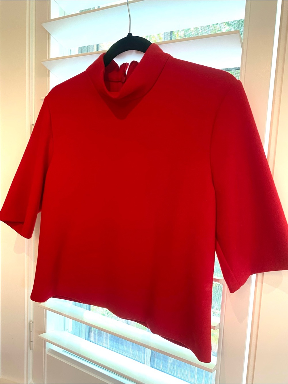 Zara Top Red Short-Sleeve Mock Neck